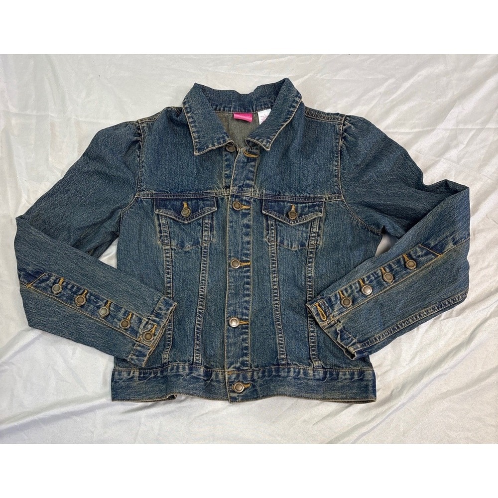 Xhilaration Y2K Denim Jacket Womens L Fitted Hourglass Button Cuff Jean Jacket